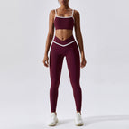 Stitching Contrast Color Yoga Clothes Skinny Running Sports Quick-Drying Fitness Yoga Wear Two-Piece Set Female 8007