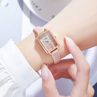 Gedi Women's Fashion Special Interest Light Luxury Creative Gradient Small Square Plate Student Belt Quartz women Watch 13033