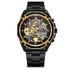 Forsining Waterproof Mechanical Watch Men's Fashion Casual Steel Belt Hollow Automatic Mechanical men Watch SLZe66