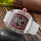Men's and women's watch 6-Pin Quartz Watch Barrel-Shaped Hollowed Fashion Non-Mechanical Watch Spot Transparent Watch 8087