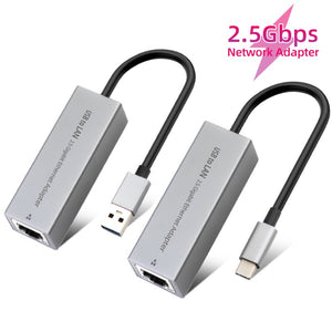 2500Mbps Type C 2.5G External Wired Network Card USB 3.0 To RJ45 Converter Ethernet Lan Adapter Hub For MacBook Laptop PC
