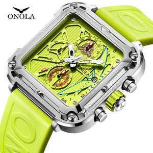 ONOLA ON6831 watch for men unique square watch men's multifunctional quartz waterproof tape watch