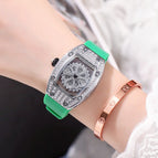 Women's watch barrel personality fashion trend hollow rotating watch female full diamond fashion silicone watch SA-015