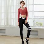 Women's Yoga Wear Set fashion Long Sleeve High Waist two piece set 8086/6043