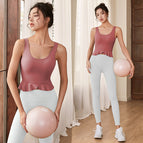 lulu yoga suit fitness women&#39;s summer vest tight sports top with chest cushion slim pants running dancing training sports suit 932-178