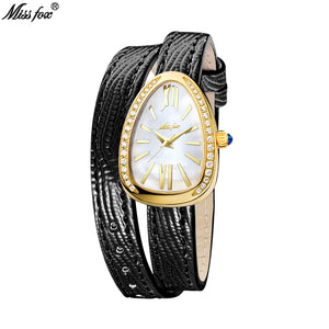 MISSFOX Watch for women exquisite retro ladies snake design design high-quality fashion lady quartz watch 2749