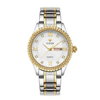 WWOOR 8856 Couple Watch Waterproof Luminous Watch Butterfly Snap Button Steel Strap Watch Strap Men's Diamond Gold Watch