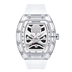 KIMSDUN New Bucket Shaped Skull Face Transparent Case Silicone Strap Fashion Quartz men's Watch K-2016B