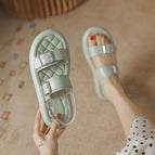 Sandals women's 2022 new all-match one word buckle sandals women's flat sandals women's thick bottom 0861-3