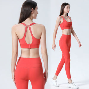 Women yoga suits sports bra hip fitness pants two-piece tight-fitting sports set girls running dancing clothing 9104-6150