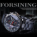 Forsining Men's Automatic Mechanical Steel Belt Watch Luxury Top Brand Men Watches Male Luminous Wristwatch Waterproof Clock for Men