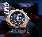 Megir Watch Men Stainless Steel Luminous Timing Hollow Sports Quartz Silicone Watch 4220