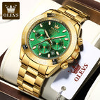 OLEVS Watch for men Green Water Ghost Automatic Mechanical Watch Stainless Steel Large Dial Luminous Men's Watch 6638JG