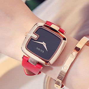 GUOU Women's Watches Square Fashion zegarek damski Luxury Ladies Bracelet Watches For Women casual Leather Strap Clock Saati