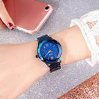 GEDI 81006 Fashion Casual Watch Korean Starry Sky Women Elegant Luxury Stainless Steel Waterproof Ladies Dress Analog Quartz Wristwatch