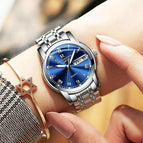 ONTHEEDGE RZY031 Women watch Luxury Gold Blue Wristwatches Quartz Stainless Steel Ms Watches Waterproof with original box