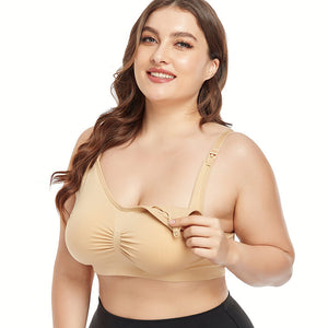 Plus size pregnant women's breastfeeding bra without steel ring front opening adjustment type gather seamless comfortable bra 1095