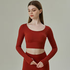 New Yoga Clothes with Chest Pad Quick-Drying Clothes Fitness Long-Sleeved T-shirt Sports Training Beauty Back Top for Women 237
