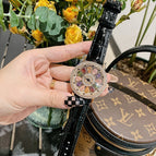 【Large stock】Diminnie Korean Version Full Diamond Belt Women's Watch Fashionable Classy Rotating Large Dial Ladies