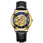 LAOGESHI dragon and phoenix couple watch mechanical hollow luminous leather watch automatic mechanical watch 3688