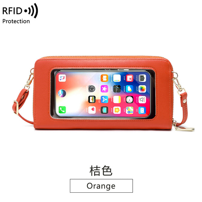 2022 new touch screen mobile phone bag women's single shoulder messenger niche RFID anti-degaussing mobile phone bag Y1665