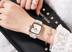 Fashion Guou 8190  Brand Luxury Simple Trendy Watch Women's Student Unique Hours Ladies Leather Wristwatch Female Square Dress Clock