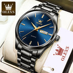 OLEVS watch for men stainless steel strap quartz watch waterproof luminous dual calendar men's watch 6898 steel