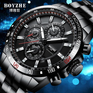BOYZHE Tourbillon Mechanical Watch Men's Multi-function Sports Transparent Bottom Waterproof Luminous Mechanical Watch WL012