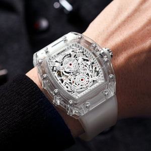 KIMSDUN Transparent Richard Waterproof Hollow Automatic Mechanical Watch Men's Watch Fashion Wine Barrel Miller K-2015A