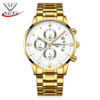 NIBOSI 2309 Men Watch Chronograph Sport Mens Watches Top Brand Luxury luminous Waterproof Full Steel Quartz Gold Clock Men