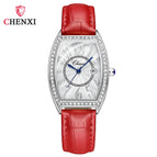 CHENXI new watch ladies calendar quartz watch barrel type diamond leather ladies watch CX-319 silver case
