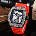 New Barrel-Shaped men watch Hollow Dragon-Shaped Richard Waterproof Super Luminous Quartz Watch 9928