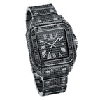 Pintime Full Diamond men's Watch Steel Band Large Dial waterproof calendar men Quartz Watch PT2627