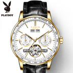 PLAYBOY 3017 Original Multi Functional Automatic Mechanical Watch Waterproof Male Formal Watches Men's Watch Gift for Father ,friends