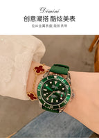 Dimini Women's 2023 New Green Silicone Strap Women's Watch Trendy Fashion Small Green Watch 8252