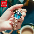 OLEVS New Women Luxury Jewel Quartz Watch Waterproof Stainless Steel Strap Watch For Women Date Clock casual watch