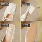 Slippers women's 2022 summer new square head pleated half slippers women's thick heels outside wear sandals and slippers women 17834-2