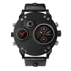 Oulm quartz compass men's watch watch dual time zone men's watch large dial waterproof special design HP3741