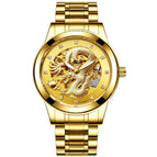 Mohdne Watch Leather Multifunctional Waterproof Gold Watch Dragon Watch Automatic Mechanical Hollow Men's Watch H666