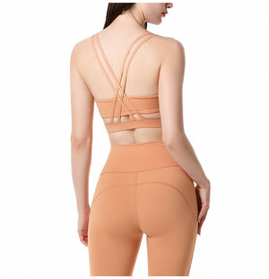 2022 spring and summer new yoga clothing suit female beauty back gather sports bra hip lift trousers fitness suit 9201-6202