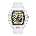 KIMSDUN fashion barrel-shaped silicone transparent hollow automatic mechanical watch men's K-2017A