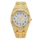 MISSFOX watch hip-hop high-end full diamond waterproof calendar men's watch V301 quartz watch