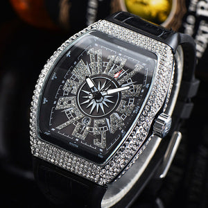Watch for men FM Barrel-Shaped Quartz Watch Frank Diamond-Embedded Starry Waterproof Watch in Stock 8122