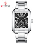 CHENXI Men's watch New Square Steel Band Watch fashion casual waterproof calendar quartz men's casual watch CX-8216