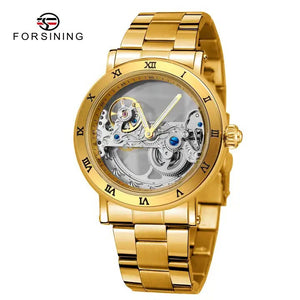 New men watch Forsining Fashion Double-Sided Hollow Carved Movement Automatic Mechanical Watch SLZe13