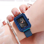 GEDI 3076 Fashion Casual Watch Korea style WomenElegant Luxury Stainless Steel Magnetic Strap Waterproof Ladies Diamond Rhinestone Analog Quartz Wristwatch