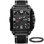 MEGIR 2061 Luxury Brand New Design Square Rose Gold Watches Men Quartz Leather Band Casual Sport Wristwatch men's watch