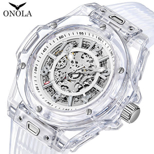 ONOLA ON3836 2023 New  men watch Fashion Hollowed-out Automatic Mechanical Watch Men's Waterproof Transparent Case Watch Men