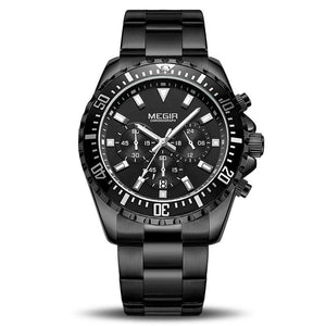 MEGIR 2064 Luxury Business Quartz Watch Men Stainless Steel Chronograph  Wrist Watch Clock