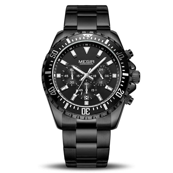 MEGIR 2064 Luxury Business Quartz Watch Men Stainless Steel Chronograph  Wrist Watch Clock